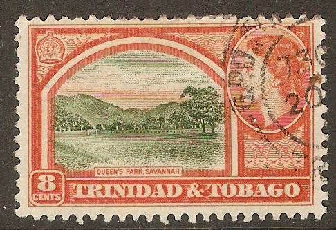Trinidad & Tobago 1953 8c Dp yellow-green and orange-red. SG273.